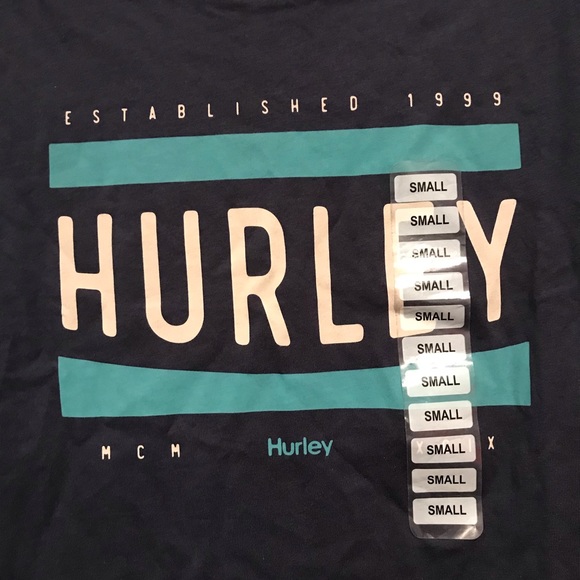 Hurley Brand New Mens Short Sleeve Shirt Hurley on Front Blue Green Gray Sz Sm - Picture 2 of 3